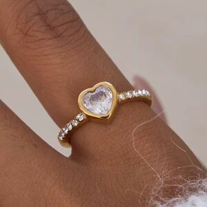 18K Gold Plated Cubic Zirconia Heart Ring